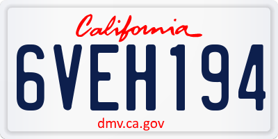 CA license plate 6VEH194