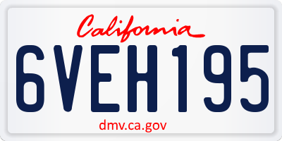 CA license plate 6VEH195