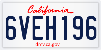 CA license plate 6VEH196