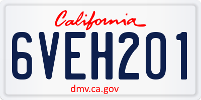 CA license plate 6VEH201