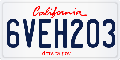 CA license plate 6VEH203