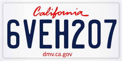 CA license plate 6VEH207