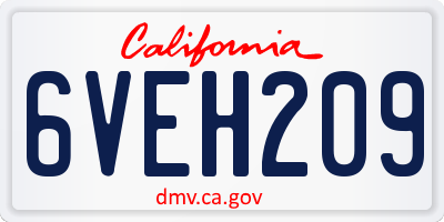 CA license plate 6VEH209