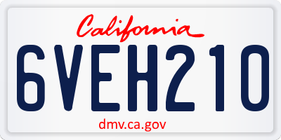 CA license plate 6VEH210