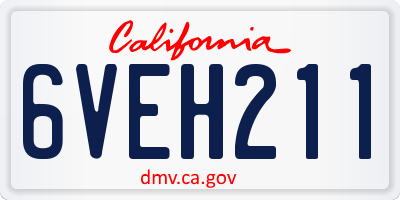 CA license plate 6VEH211