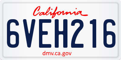 CA license plate 6VEH216