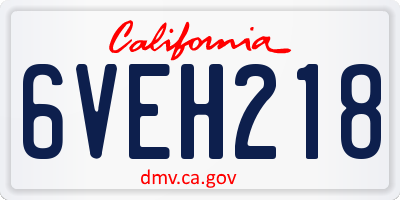 CA license plate 6VEH218