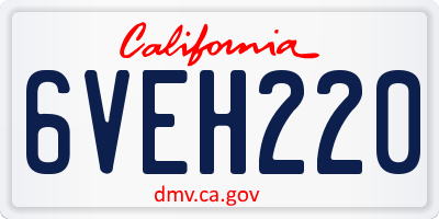 CA license plate 6VEH220