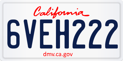 CA license plate 6VEH222