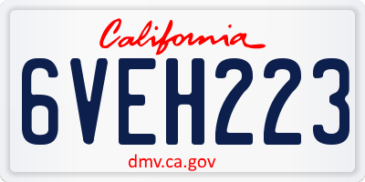 CA license plate 6VEH223