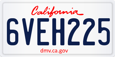 CA license plate 6VEH225