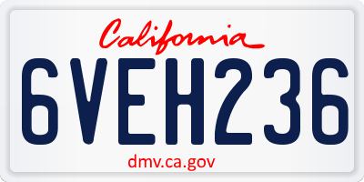CA license plate 6VEH236