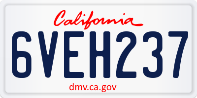 CA license plate 6VEH237