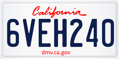 CA license plate 6VEH240