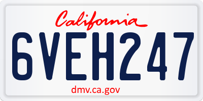 CA license plate 6VEH247
