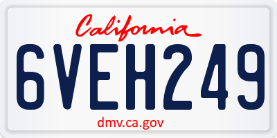 CA license plate 6VEH249