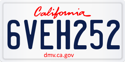 CA license plate 6VEH252