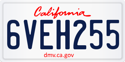 CA license plate 6VEH255