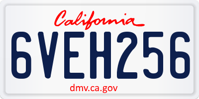 CA license plate 6VEH256