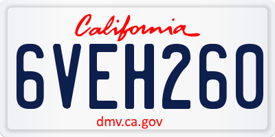 CA license plate 6VEH260