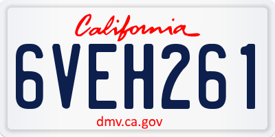 CA license plate 6VEH261