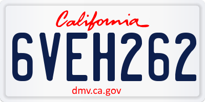 CA license plate 6VEH262