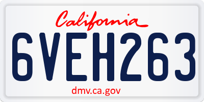 CA license plate 6VEH263