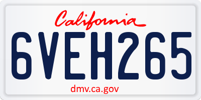 CA license plate 6VEH265