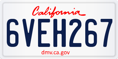 CA license plate 6VEH267