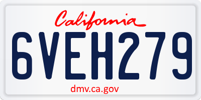 CA license plate 6VEH279