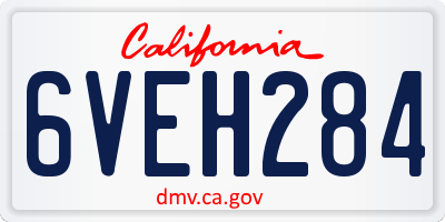 CA license plate 6VEH284