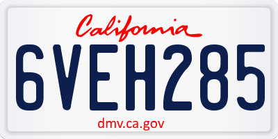 CA license plate 6VEH285