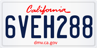 CA license plate 6VEH288