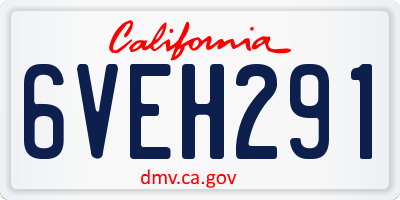 CA license plate 6VEH291