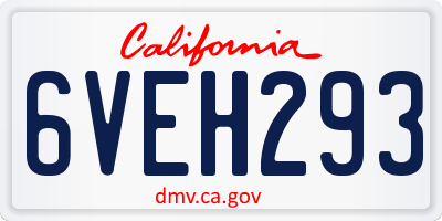 CA license plate 6VEH293