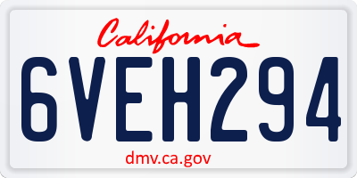CA license plate 6VEH294
