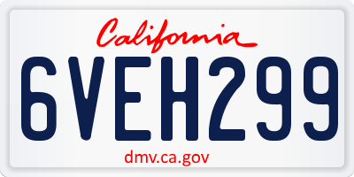 CA license plate 6VEH299