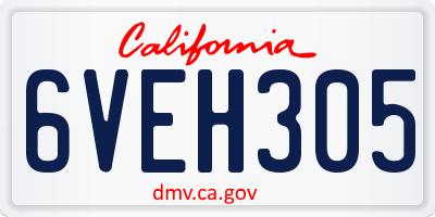 CA license plate 6VEH305