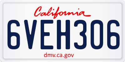 CA license plate 6VEH306