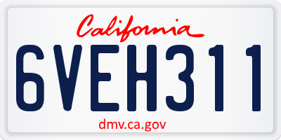 CA license plate 6VEH311