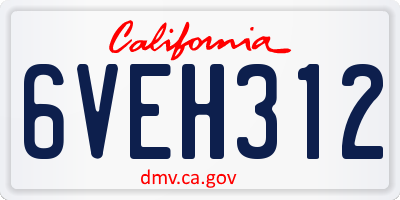 CA license plate 6VEH312