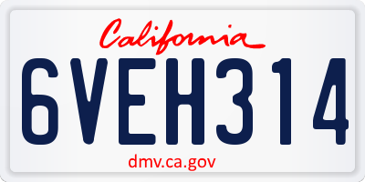 CA license plate 6VEH314