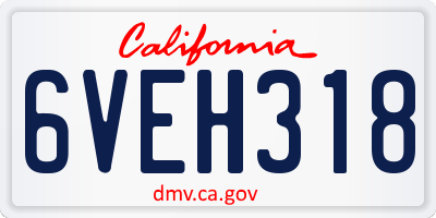 CA license plate 6VEH318