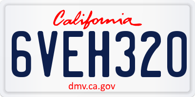 CA license plate 6VEH320