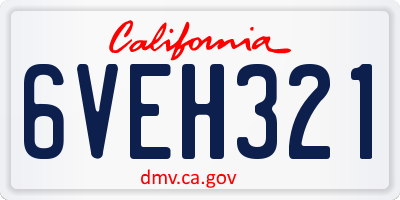 CA license plate 6VEH321