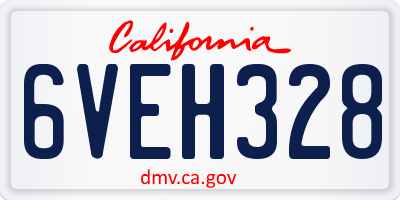 CA license plate 6VEH328