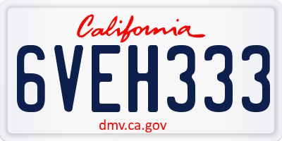 CA license plate 6VEH333