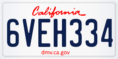 CA license plate 6VEH334