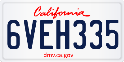 CA license plate 6VEH335