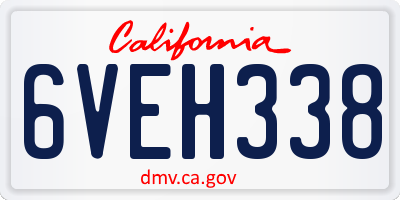 CA license plate 6VEH338